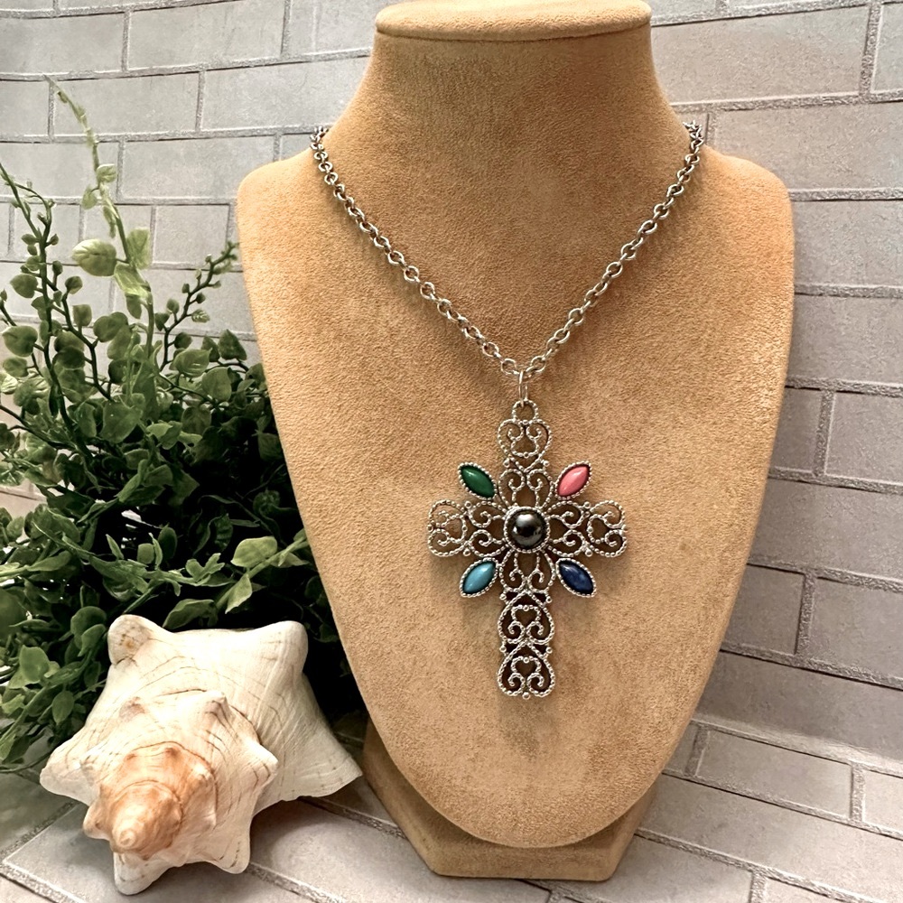 AVON silver Cross necklace